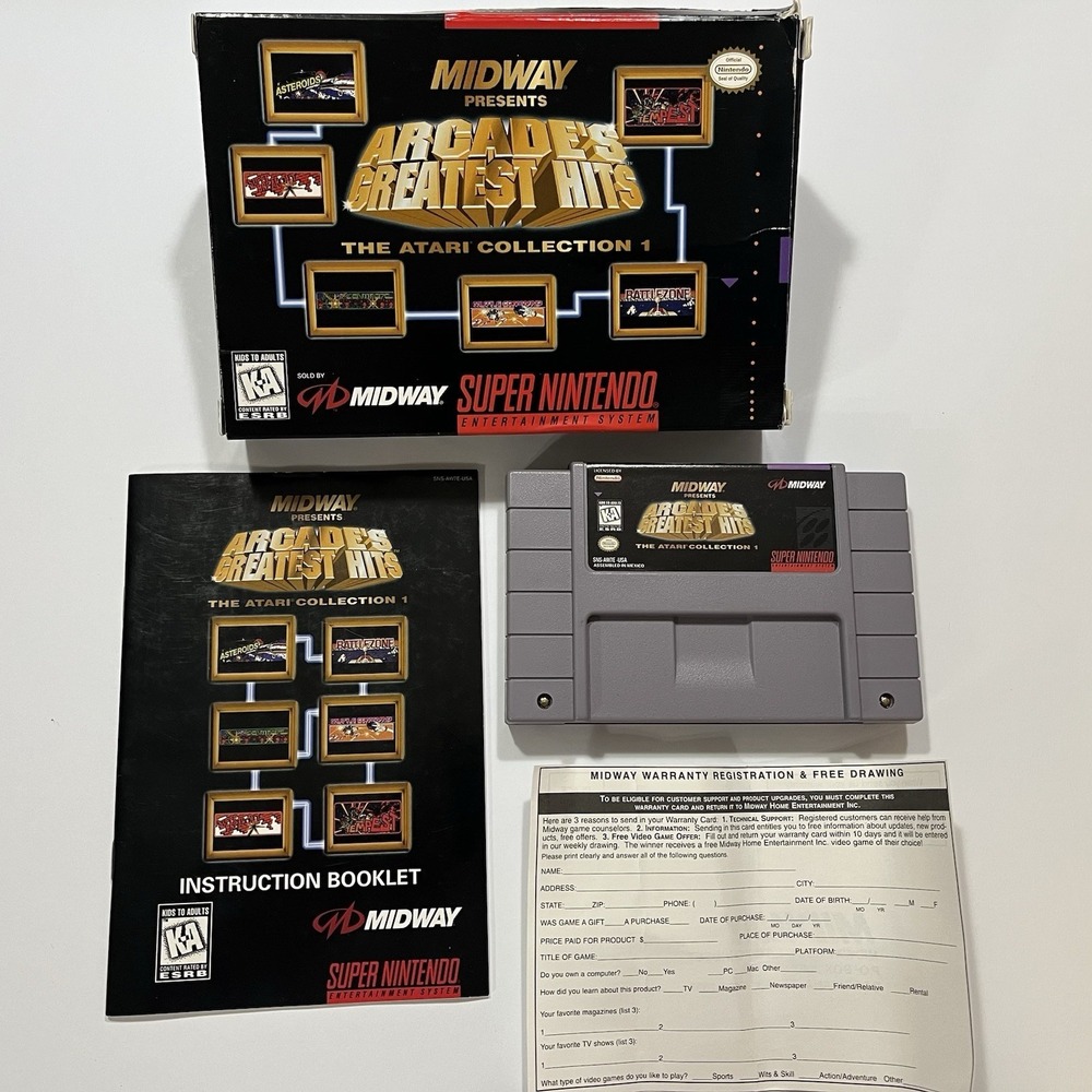 Midway Arcade's Greatest Hits Atari Collection 1 (SNES) Super Nintendo CIB
